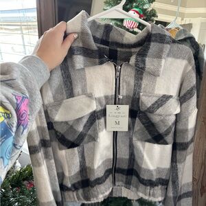 Women’s Plaid Jacket - Black and White
